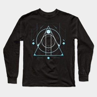 Magic blue geometric fantasy space Long Sleeve T-Shirt